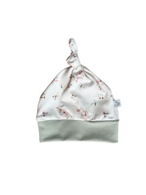 Knoopmutsje combi cherry blossom/sea green