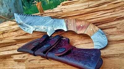CUSTOM HANDMADE DAMASCUS STEEL TRACKER KNIFE