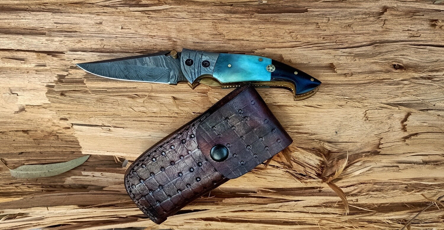 Damascus folder knife, pocket knife EDC knife