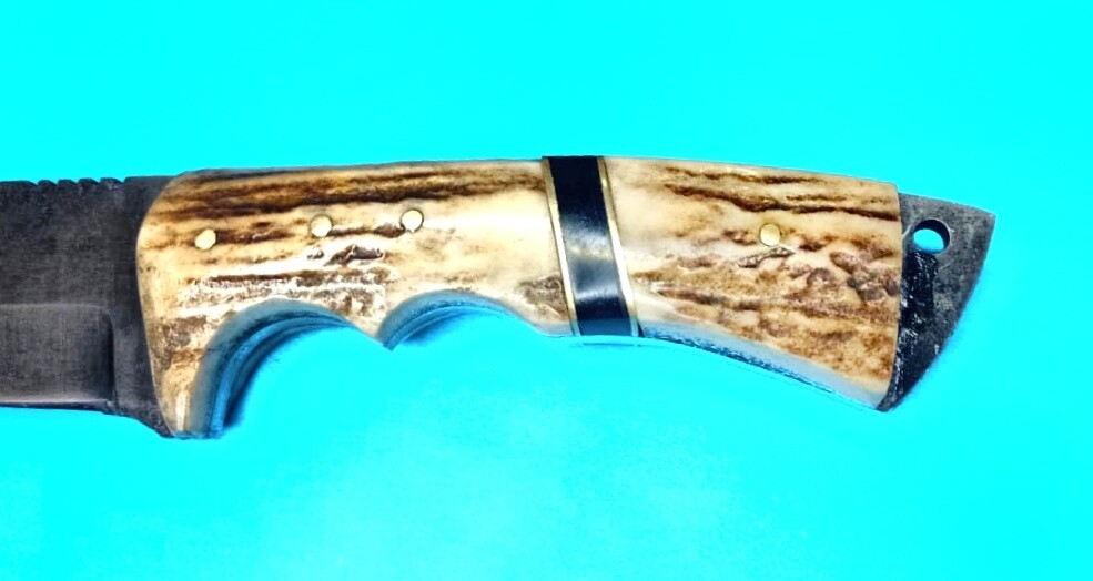 Stag Horn Hunting Knife Cane Cut Plain Blade
