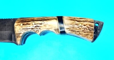 Stag Horn Hunting Knife Cane Cut Plain Blade