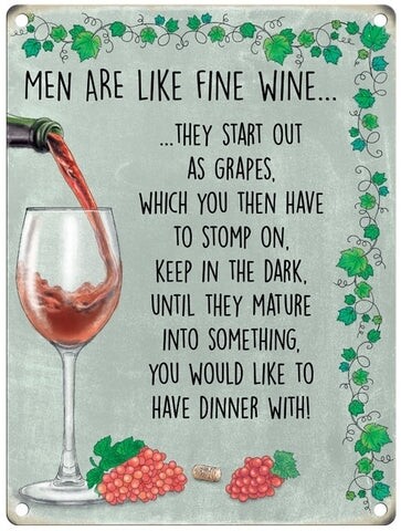 Men Fine Wine Metal Sign