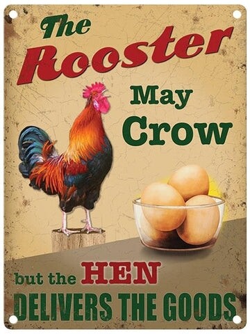 Rooster May Crow Metal Sign