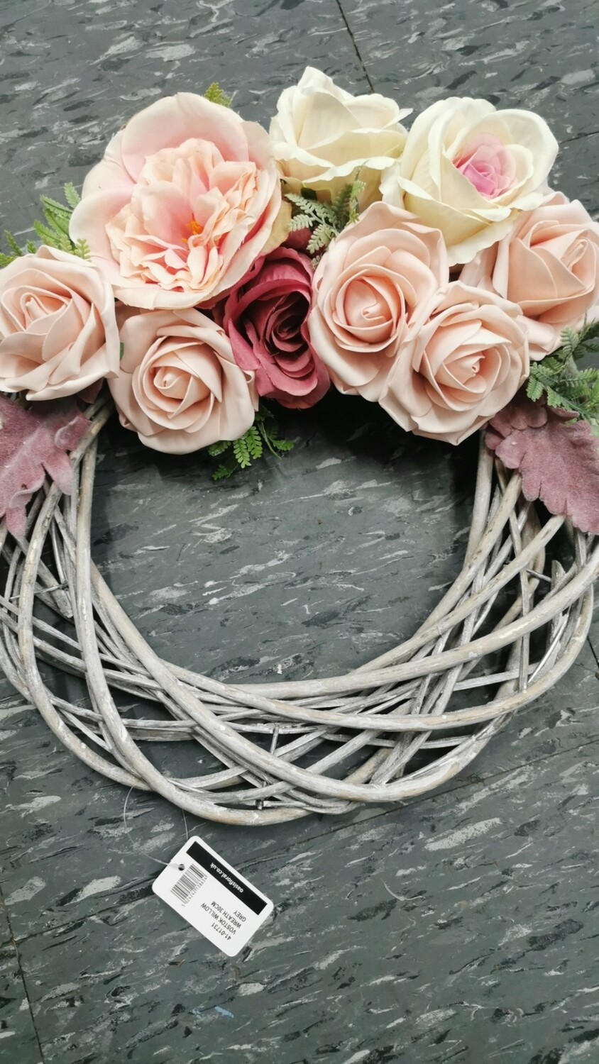 Blush Pink/Peach David Austin Rose Handmade Wreath