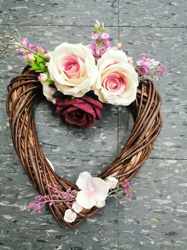 Rose Wicker Heart Wreath