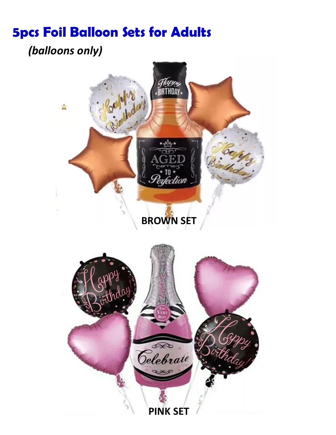 5pcsFoil Balloon Sets for Adults