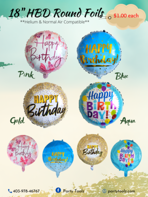 18&quot; HBD Round Foil Balloons