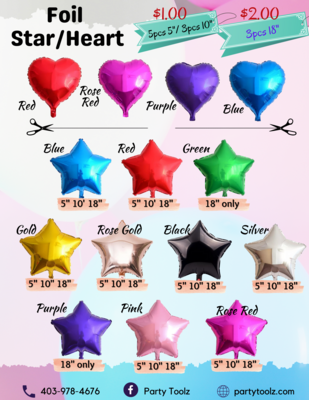 Diamond/Heart/Star Foil Balloons