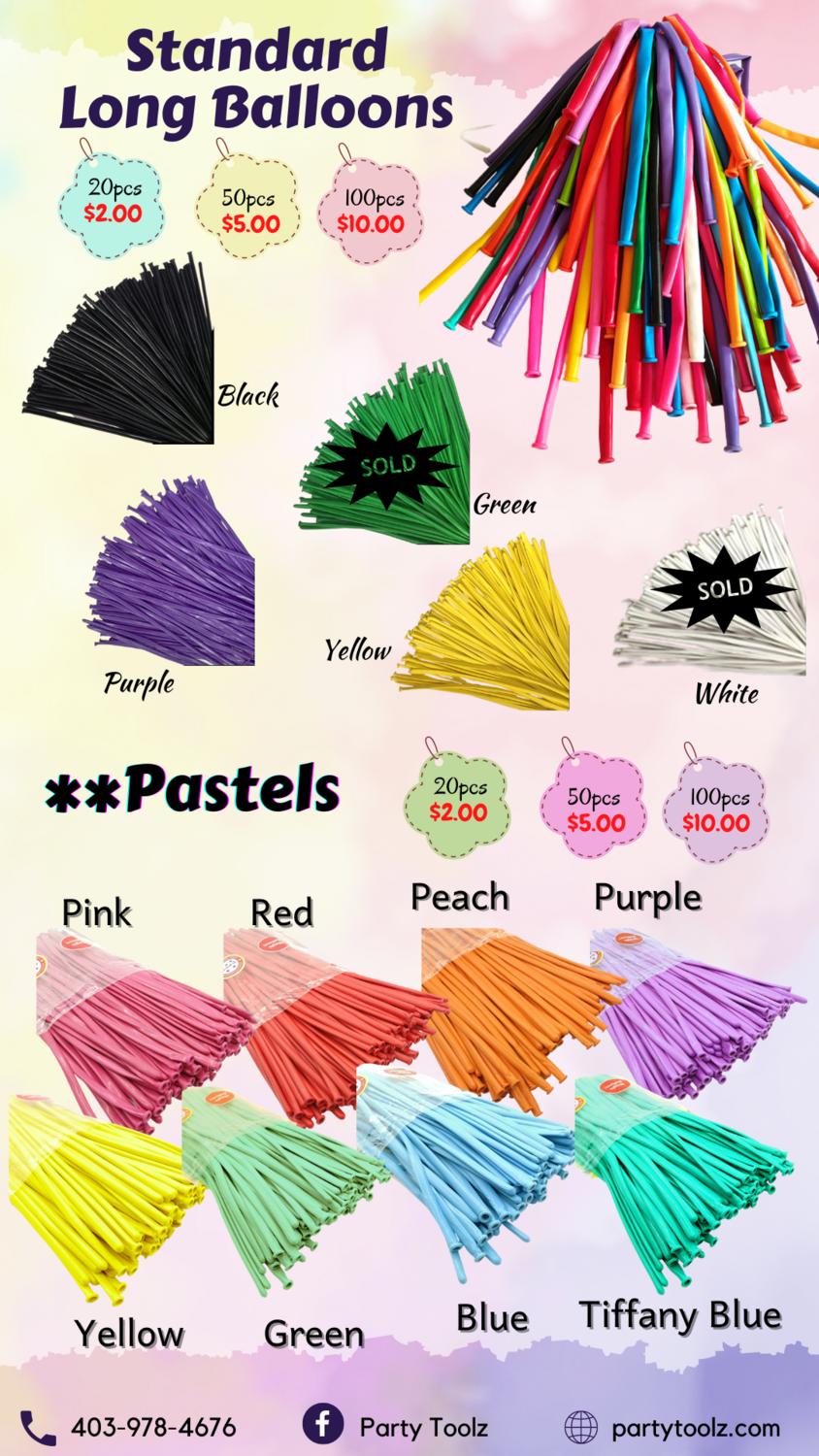 260mm Regular Long Balloons (18pcs)