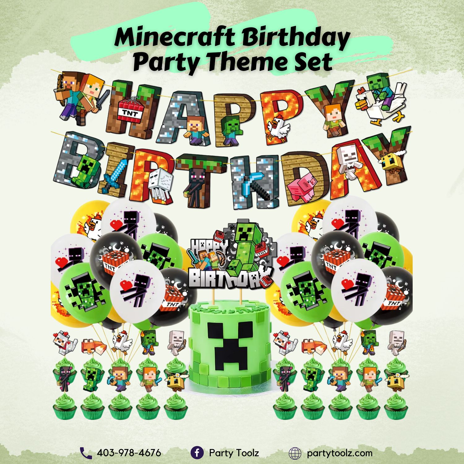 New Minecraft Birthday Theme Set
