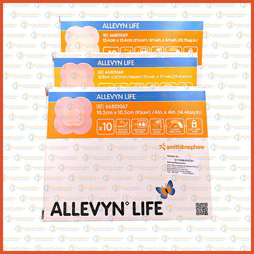 [1 PCS] Smith&Nephew Allevyn Life Silicone Gel Adhesive Foam Dressing 10.3cm/12.9cm/15.4cm