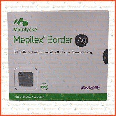 [1 PCS] 395300 Molnlycke Mepilex Border Ag 10cm x 10cm