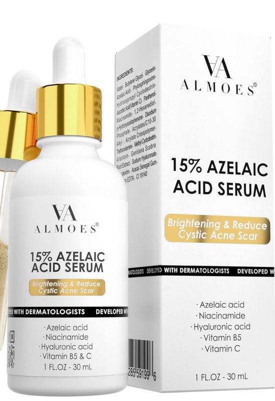 ALMOES AZELAIC ACID 15% SKIN SERUM,BRIGHTENING,NICINAMDE,VIT B3,B5