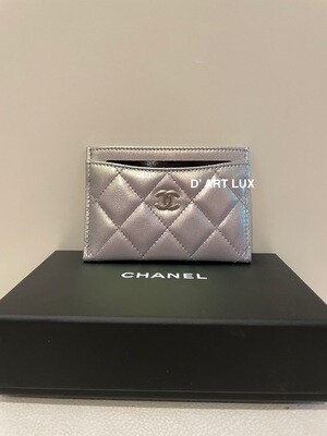 CHANEL 21K IRIDESCENT Purple Flat Card Holder