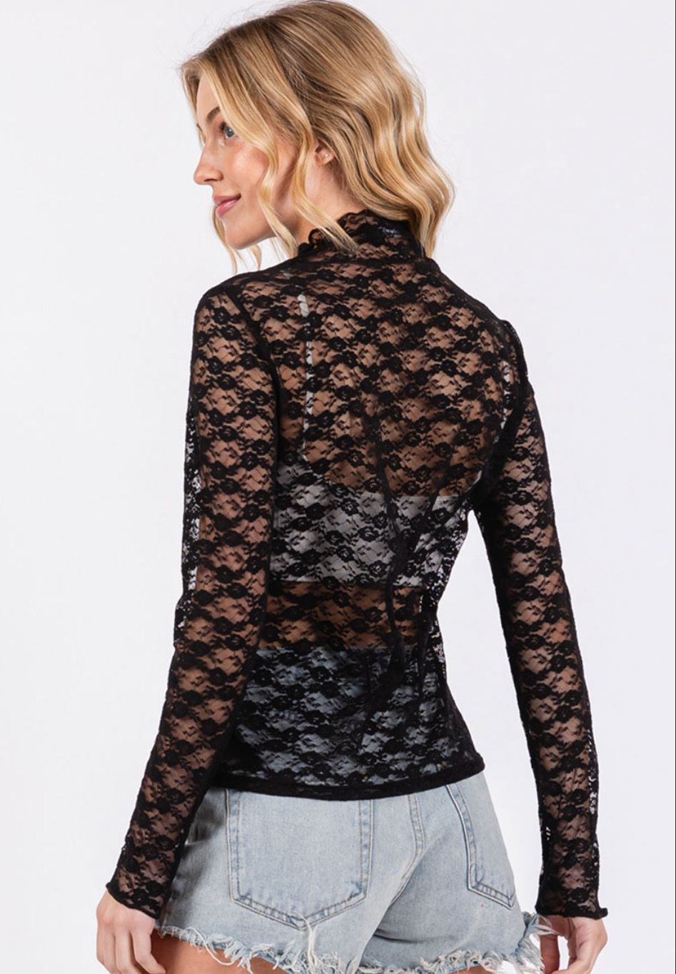 Sheer Lace Top BLACK