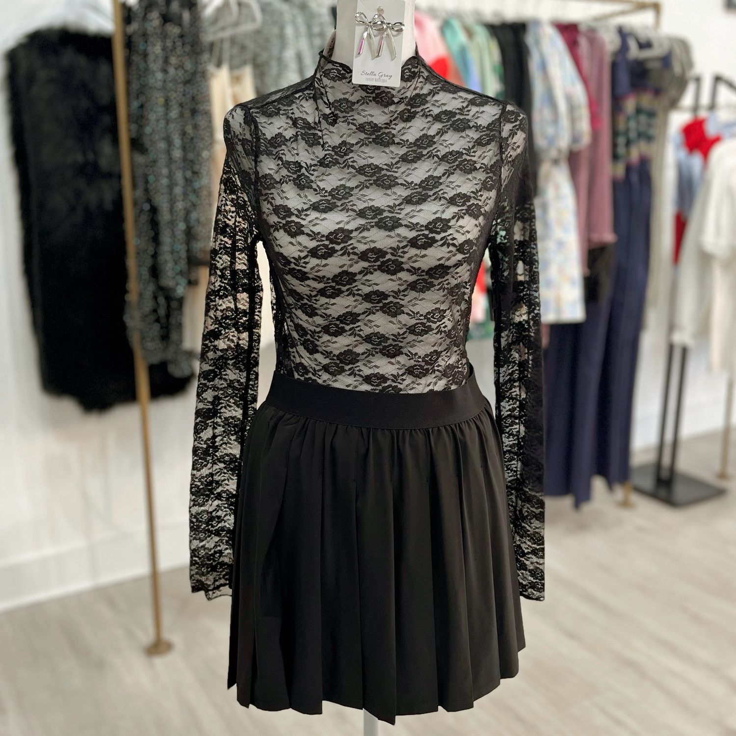 Sheer Lace Top BLACK