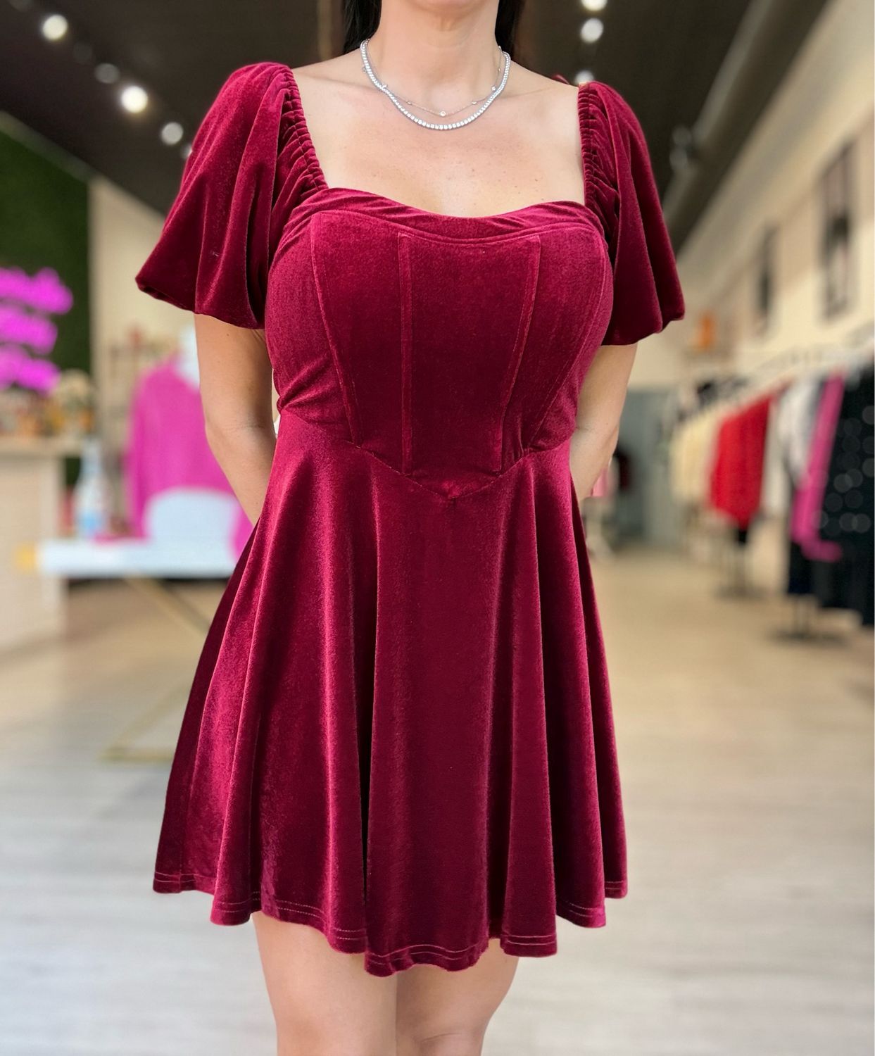 Velvet Puff Dress