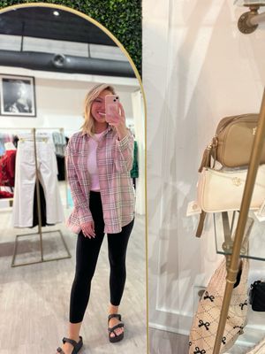 Pink Gingham Shacket