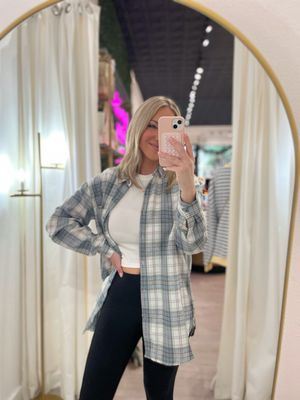 Blue Gingham Shacket