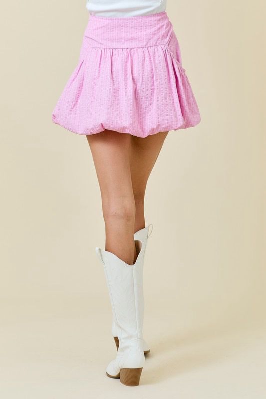 Striped Bubble Skirt PINK