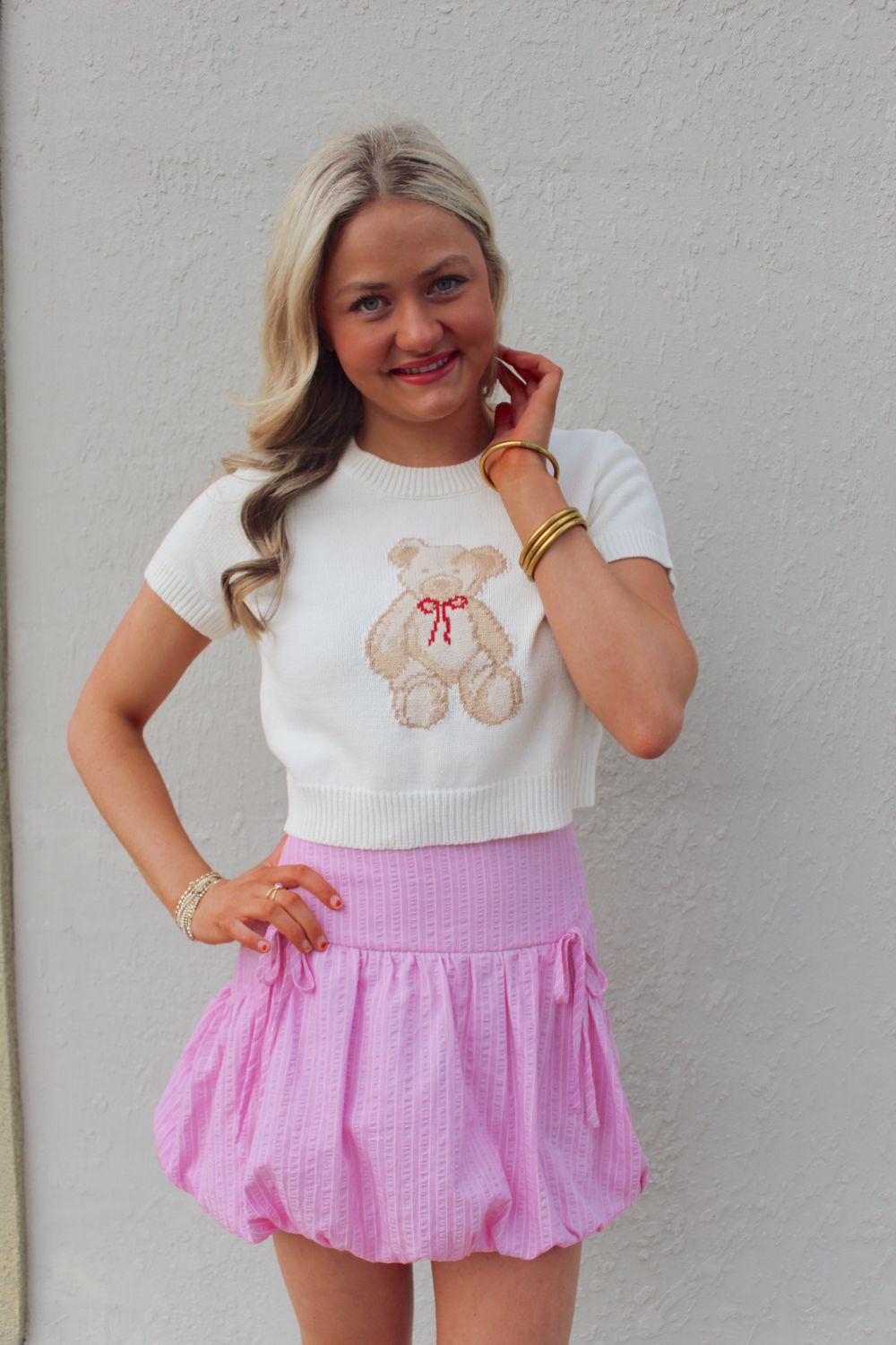 Striped Bubble Skirt PINK