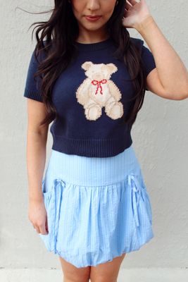 Striped Bubble Skirt BLUE