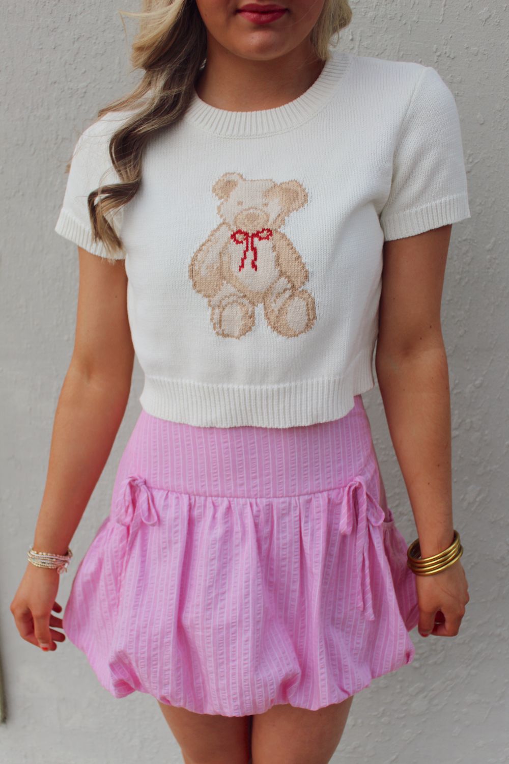 Striped Bubble Skirt PINK