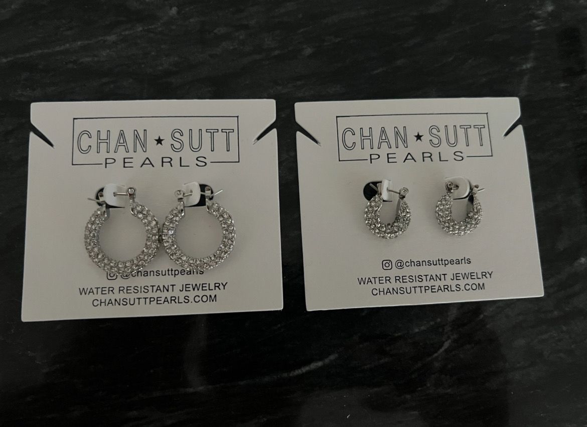 Small Silver Diamond Hoops