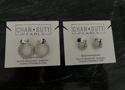 Small Silver Diamond Hoops
