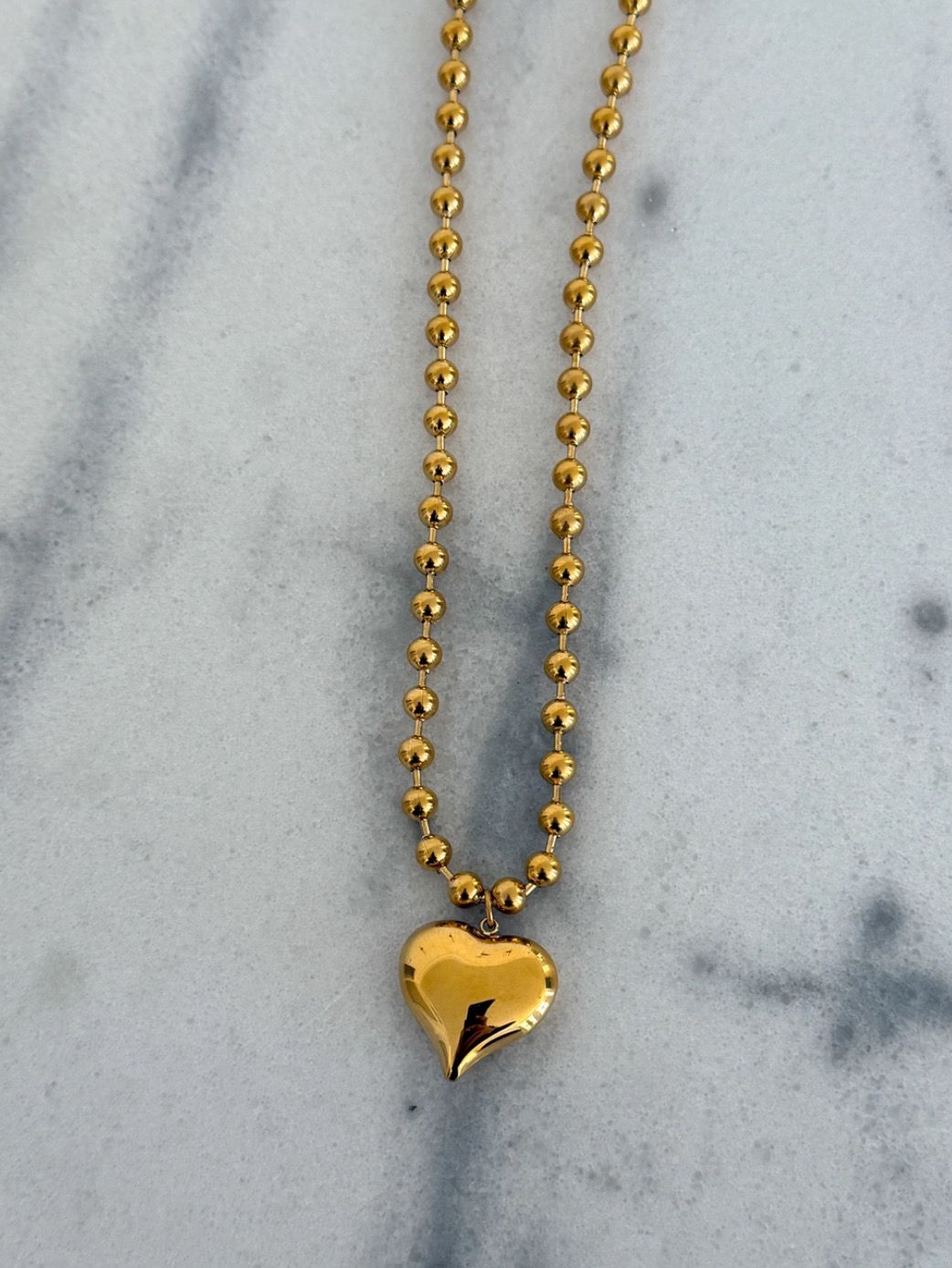 Small Bubble Heart Necklace GOLD