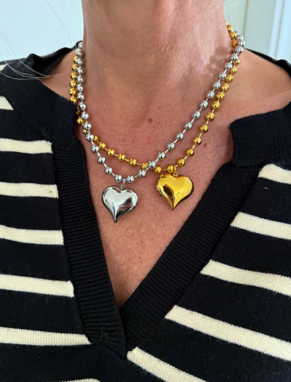 Small Bubble Heart Necklace SILVER