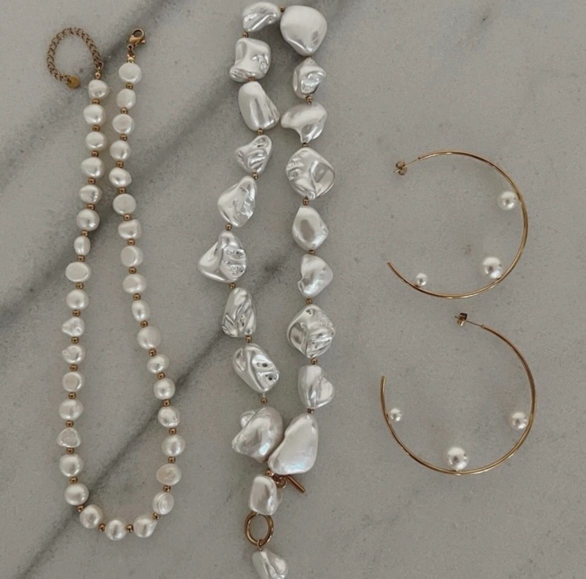 Large Pearl Hoops