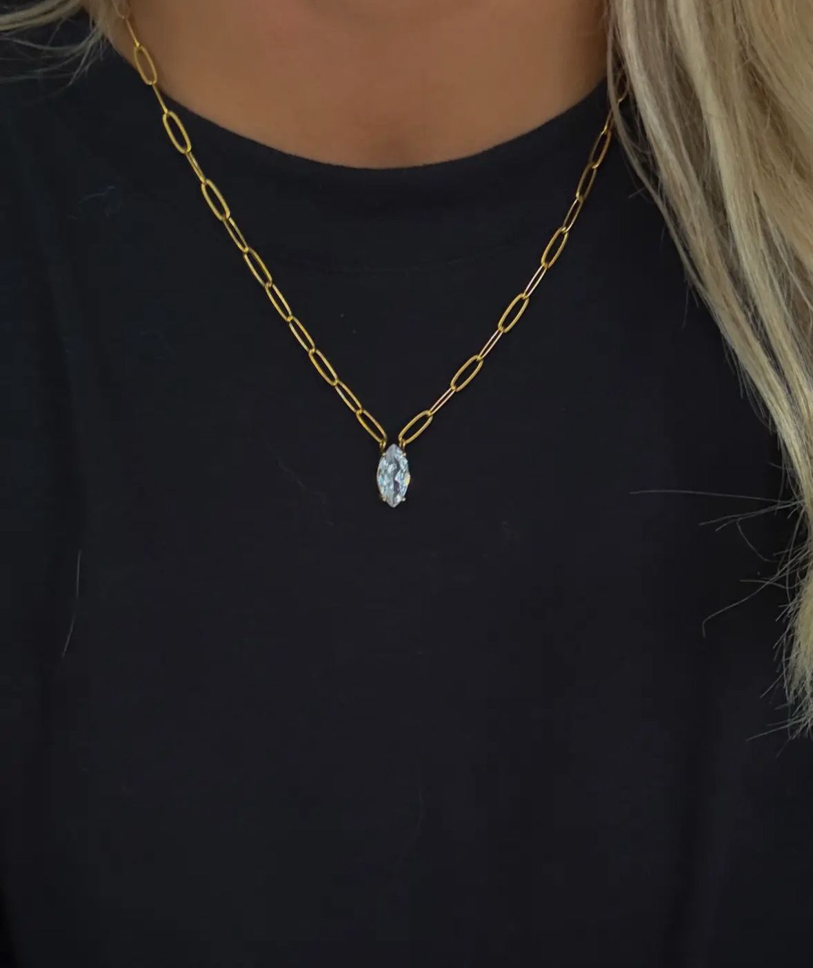 Gold &amp; Diamond Pendant Necklace