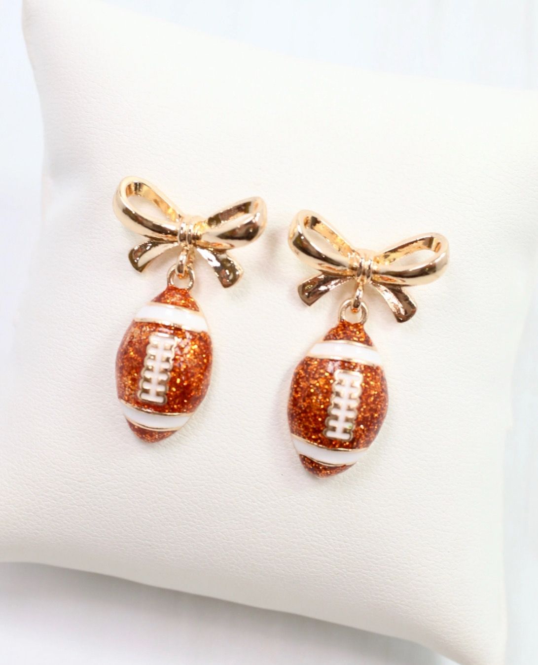 Bow Football Earrings