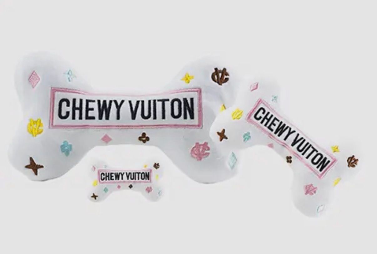 White Chewy Vuiton Dog Toy LARGE
