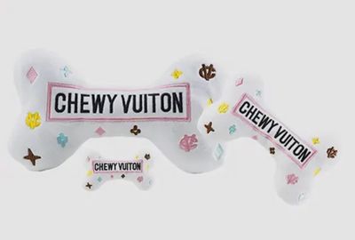 White Chewy Vuiton Dog Toy LARGE