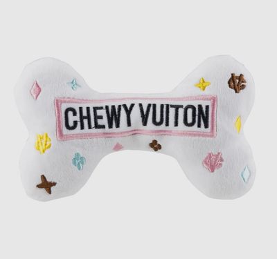 White Chewy Vuiton Dog Toy SMALL/MINI