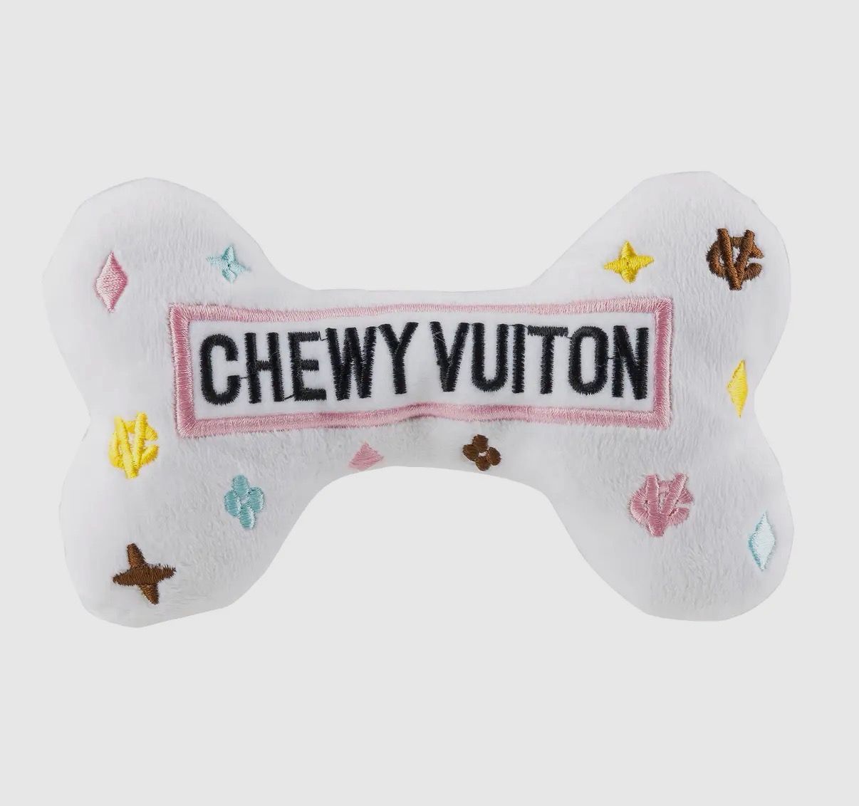 White Chewy Vuiton Dog Toy XL