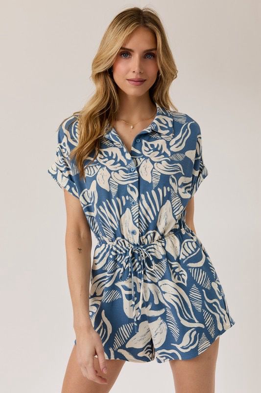 Leaf Print Romper