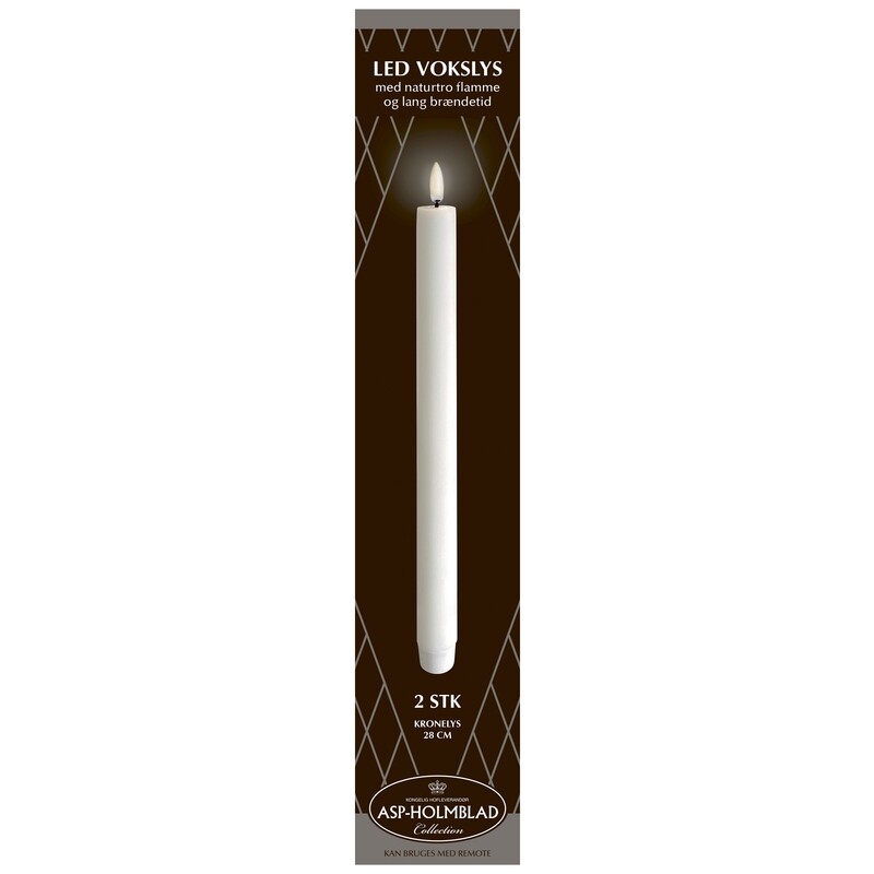 ASP-HOLMBLAD LED Wax Crown Candle 2.3 x 28 cm 2-pack White in a beautiful gift box