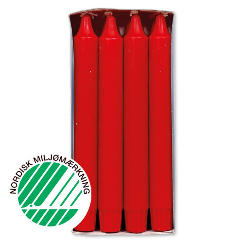 Kronelys 2,4 x 20 cm 8 stk. 100% ren stearin Red/Rød