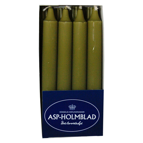 Crowntop candle 2,4 x 20 cm 8 stk. 100% pure stearin Olive