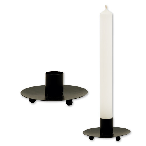3-fods metal lysestage sort - passer til stearinlys med diameter 3 cm