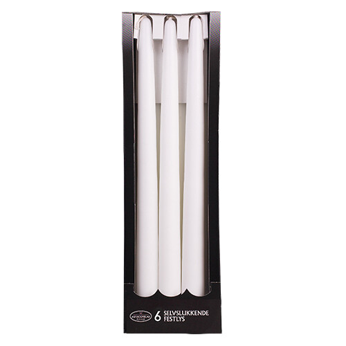 Self-extinguishing Taper candles 2.2 x 28 cm White