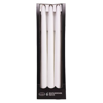 Self-extinguishing Taper candles 2.2 x 28 cm White