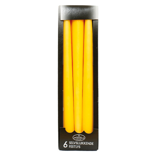 Self-extinguishing Taper candles 2.2 x 28 cm Yellow
