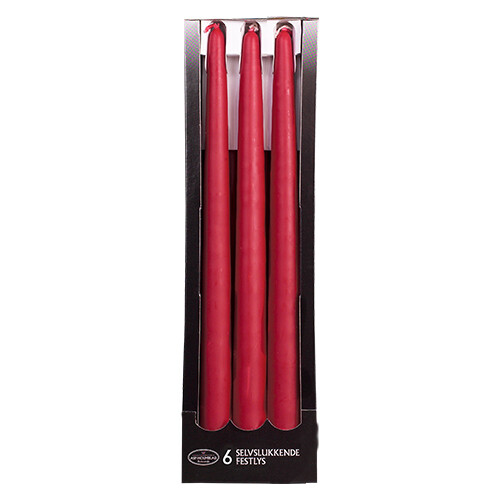 Self-extinguishing Taper candles 2.2 x 28 cm Deep Red