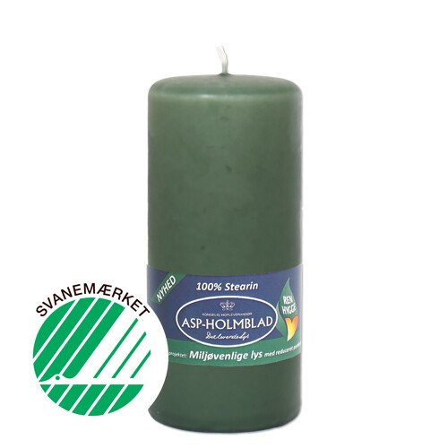Eco-friendly pillar candles 5.8 x 13 cm Mossgreen - 100% stearin