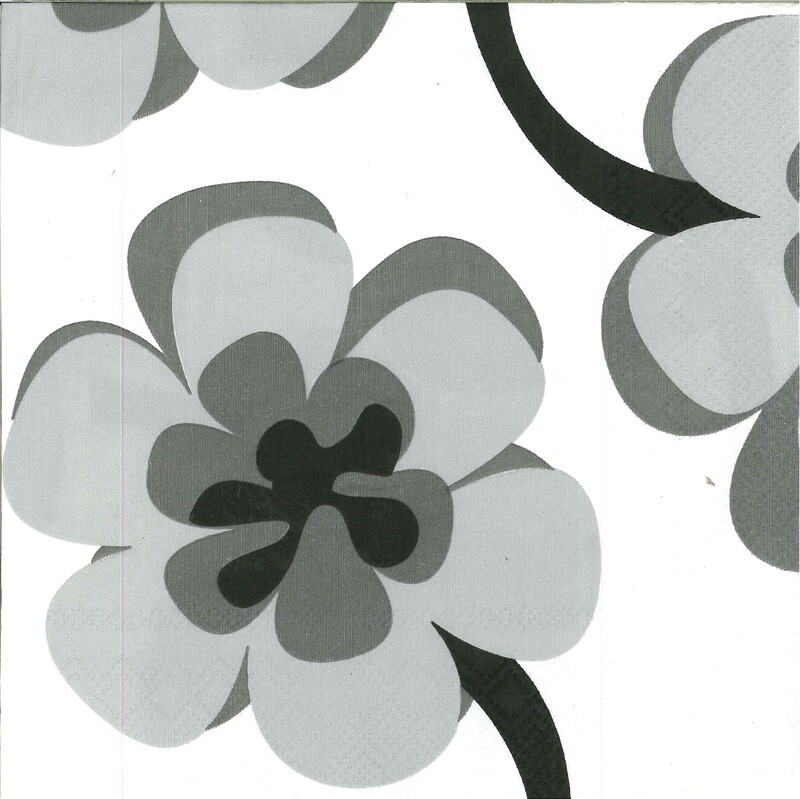 Frokost servietter &quot;Modern Flowers B &amp; W&quot; 33 x 33 cm 3-lag 20 stk.