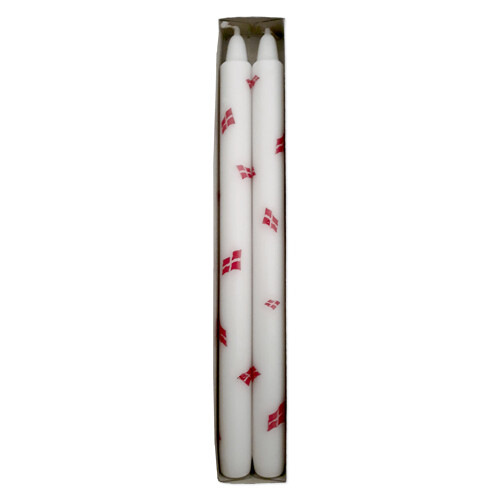 Flag antique dinner candle 2.15 x 29 cm White